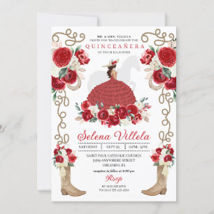 Rood Mariachi Charro Prinses Quinceañera Kaart