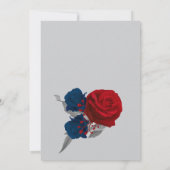 Rood & marine bloemen botanische krans bruiloft kaart (Achterkant)