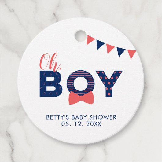 Rood & Marine | Modern Baby shower dank u Bedankjes Labels (Voorkant)
