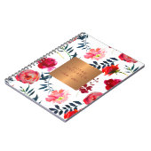 Rood marineblauw bloemig elegant roos goudkoper me notitieboek (Linkerzijde)