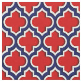 Rood, marineblauw Marokkaans Quatrefoil #5DS Stof (Close Up)