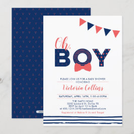 Rood & Marineblauw | Moderne typografie Jongens Ba Kaart