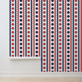 Rood & Marineblauw Preppy Gestreepte Ambacht- en N Behang