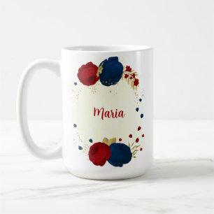 rood & marineblauwe bloemen gouden bladeren bruilo koffiemok