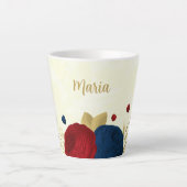 rood & marineblauwe bloemen gouden bladeren bruilo latte mok (Voorkant)