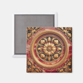 Rood marmer en gouden versiering magneet (Voorkant / Achterkant)