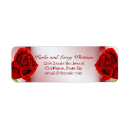 Rood marmer en Rozen Etiket