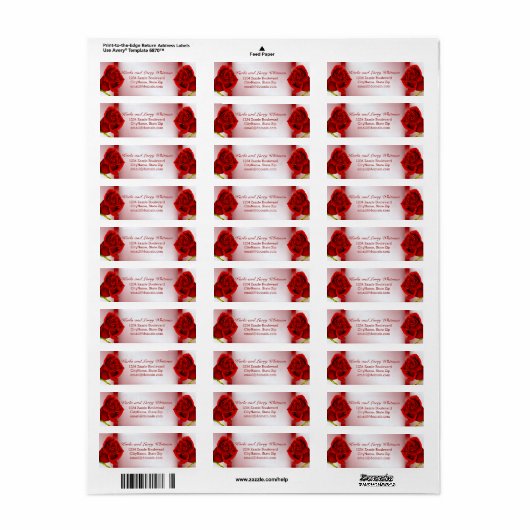 Rood marmer en Rozen Etiket (Full Sheet)