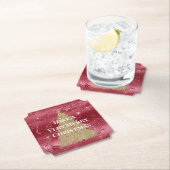 Rood Marmer Goud Glitter Kerstboom Kartonnen Onderzetters (Insitu)