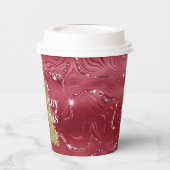 Rood Marmer Goud Glitter Kerstboom Papieren Bekers (Links)