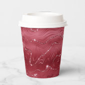 Rood Marmer Goud Glitter Kerstboom Papieren Bekers (Achterkant)