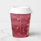 Rood Marmer Goud Glitter Kerstboom Papieren Bekers (Rechts)