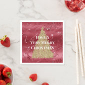 Rood Marmer Goud Glitter Kerstboom Servet (Insitu)