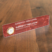 Rood marmer met witte aderen naambordje (Zijkant)