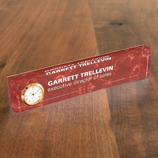 Rood marmer met witte aderen naambordje (Zijkant)