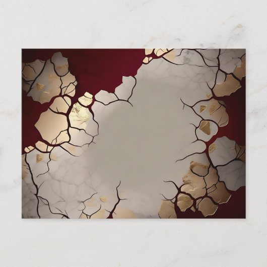 Rood marmer met zilver en goud briefkaart (Voorkant)