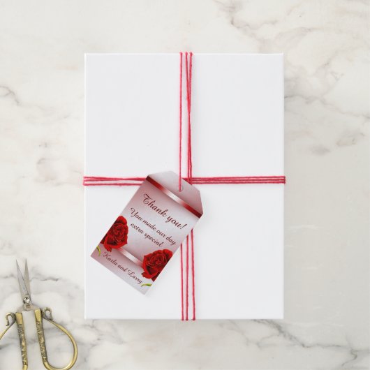 Rood Marmer Roos Gift Labels Cadeaulabel (Met Touw)