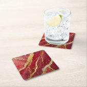 Rood marmeren patroon met goud kartonnen onderzetters (Insitu)