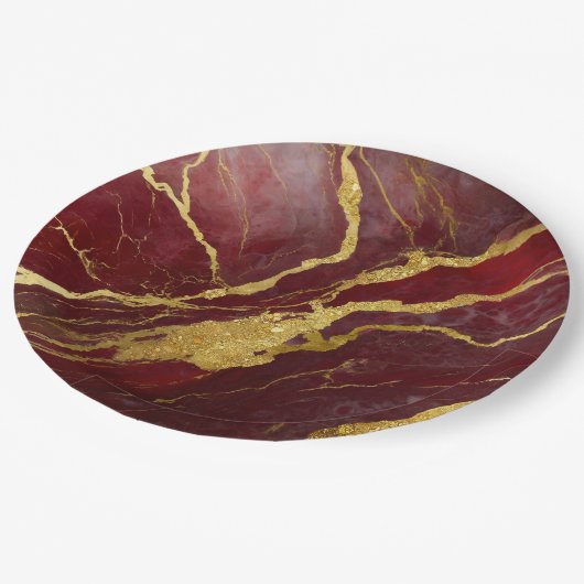 Rood marmeren patroon met goud papieren bordje (Gekanteld)