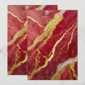 Rood marmerpatroon met goud kaart (Voorkant / Achterkant)