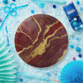 Rood marmerpatroon met goud papieren bordje (Feest)