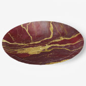 Rood marmerpatroon met goud papieren bordje (Gekanteld)