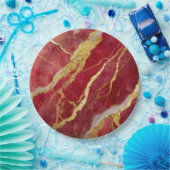 Rood marmerpatroon met goud papieren bordje (Feest)