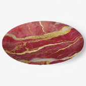 Rood marmerpatroon met goud papieren bordje (Gekanteld)