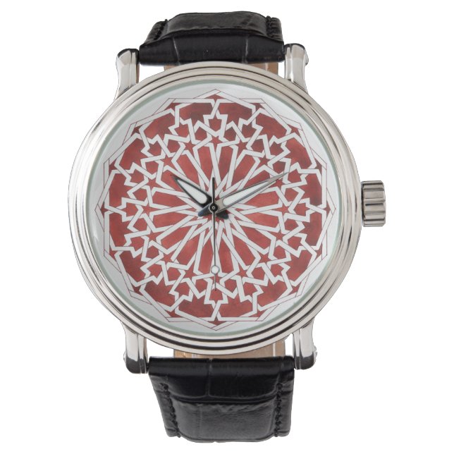 Rood-Marokkaanse mozaïek ALCAZAR Horloge (Voorkant)