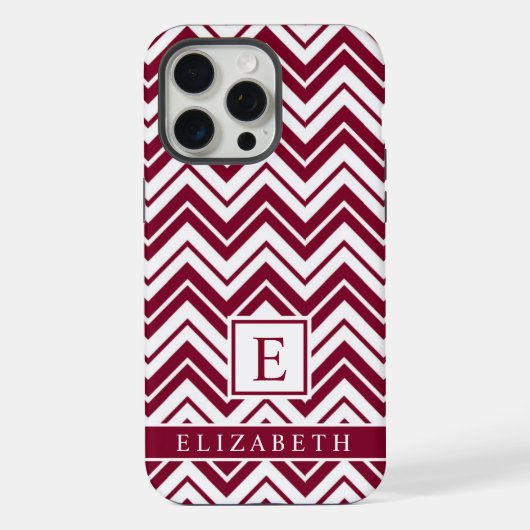  Rood Maroon Donkerroze Wit Chevron iPhone Hoesje (Achterkant)