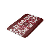 Rood Maroon en Wit Damast Patroon Badmat (Gekanteld)