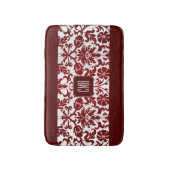 Rood Maroon en Wit Damast Patroon Badmat (Voorkant Verticaal)