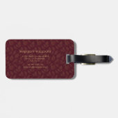 Rood Maroon Goud Glitter Herfstbladeren Patroon Bagagelabel (Achterkant horizontaal)