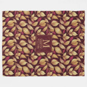 Rood Maroon Goud Glitter Herfstbladeren Patroon Fleece Deken (Voorkant (Horizontaal))