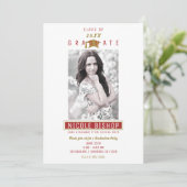 Rood Maroon Goud Witte Afstudeerfeest  Kaart (Staand voorkant)