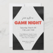 Rood Marquee Teken op Black Game Night Party Kaart (Voorkant)