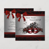 Rood Masker Bal Kaart (Voorkant / Achterkant)