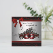Rood Masker Bal Kaart (Staand voorkant)