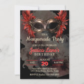 Rood Masker Maskerade Feest Verjaardag Kaart (Voorkant)