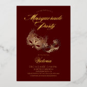 Rood Maskerade Feest Folie Uitnodiging (Voorkant)