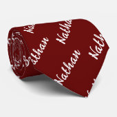 Rood Matig Monogrammed Minimale Eenvoudige Klassie Stropdas (Opgerold)