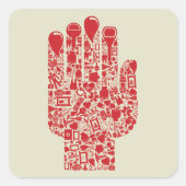 Rood Medisch Hand Symbool Gezondheidszorg Vierkante Sticker (Voorkant)
