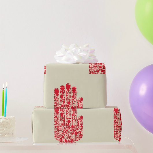 Rood Medisch Handsymbool Gezondheidszorg Cadeaupapier