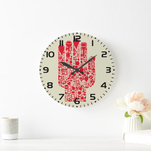 Rood Medisch Handsymbool Gezondheidszorg Grote Klok