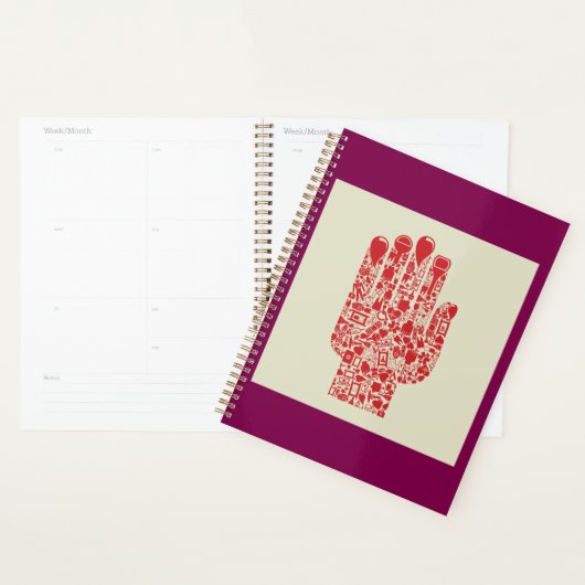 Rood Medisch Handsymbool Gezondheidszorg Planner (Display)