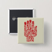 Rood Medisch Handsymbool Gezondheidszorg Vierkante Button 5,1 Cm (Voorkant /achterkant)