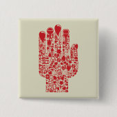 Rood Medisch Handsymbool Gezondheidszorg Vierkante Button 5,1 Cm (Voorkant)