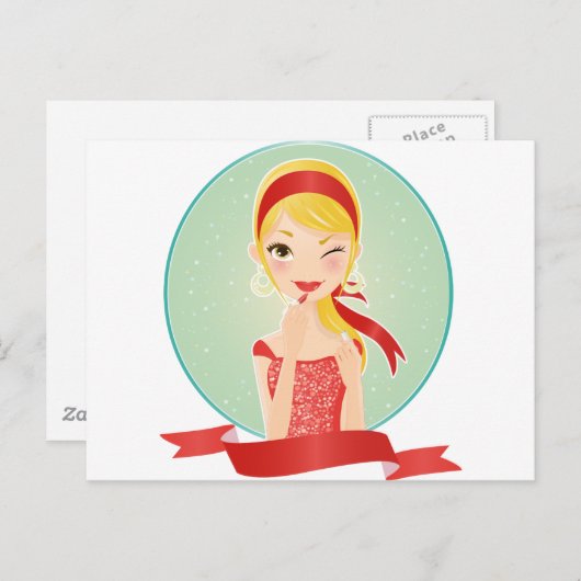 Rood meisje briefkaart (Voorkant / Achterkant)