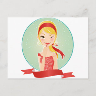 Rood meisje briefkaart