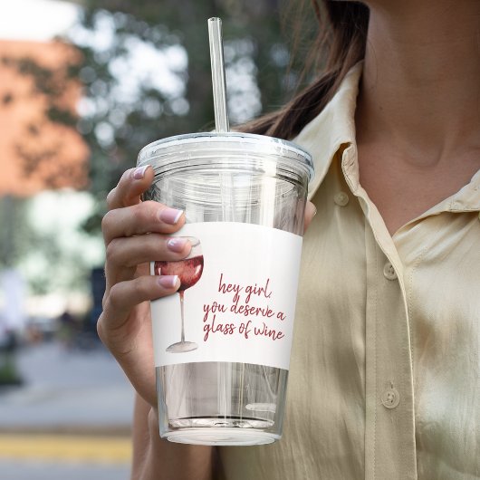 Rood meisje je verdient een glaasje windenergie acryl drinkbeker